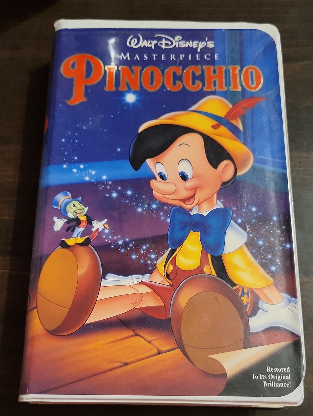 Disney Pinocchio VHS Cover — Blue, Yellow & Orange Artwork